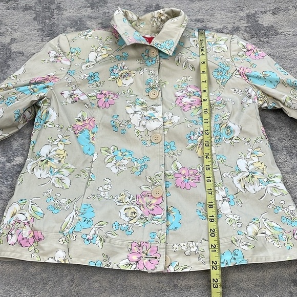 O Oscar De Le Renta Floral Collared Jacket Cream Multi Sz 10 - Picture 6 of 8